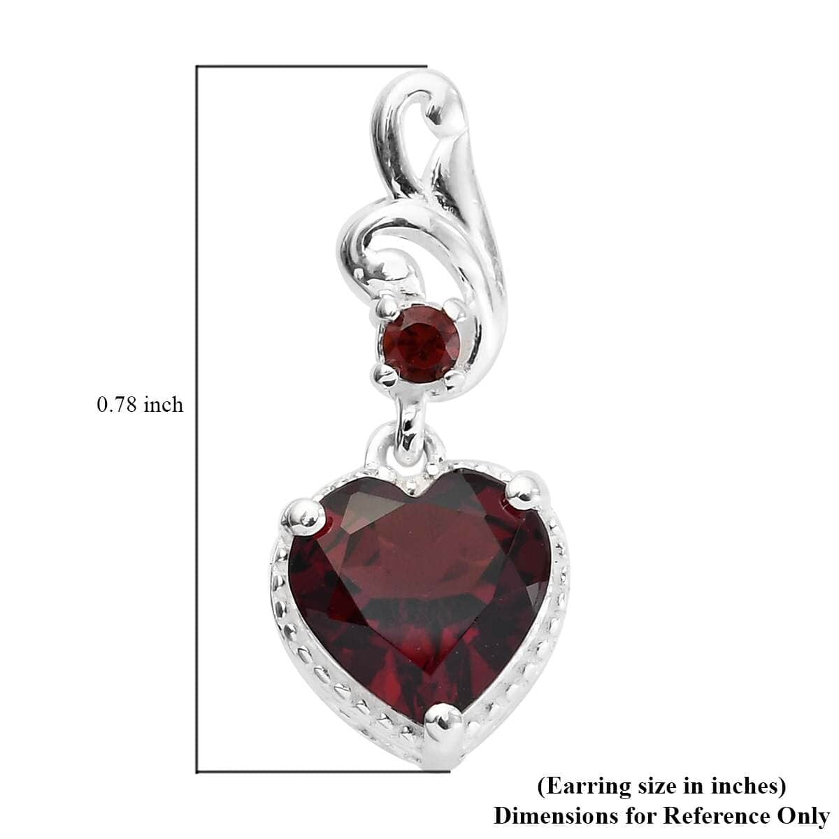 Mozambique Garnet Heart Earrings in Sterling Silver 3.00 ctw image number 6