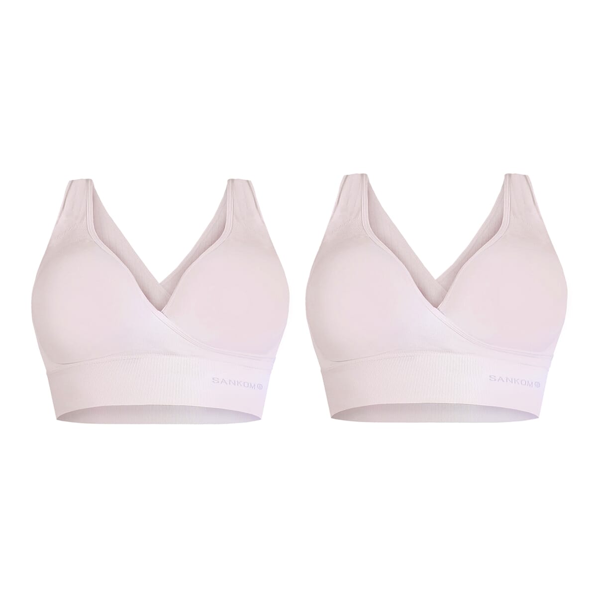 Set of 2 SANKOM Patent White Organic Cotton Posture Support Bra - S/M image number 0