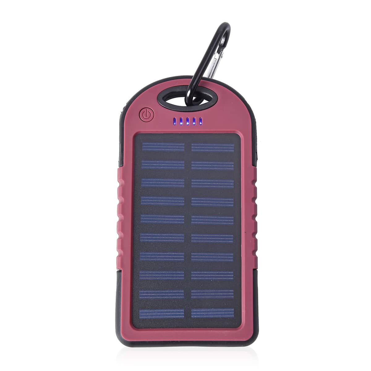 Homesmart Burgundy Carabiner Solar 5000 mAh Battery Charger with USB & Emergency LED Torch image number 0