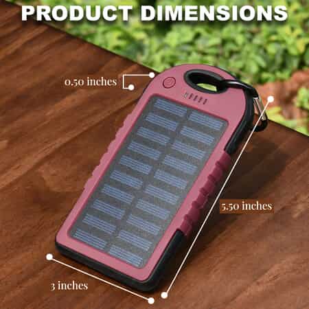 Homesmart Burgundy Carabiner Solar 5000 mAh Battery Charger with USB & Emergency LED Torch image number 4