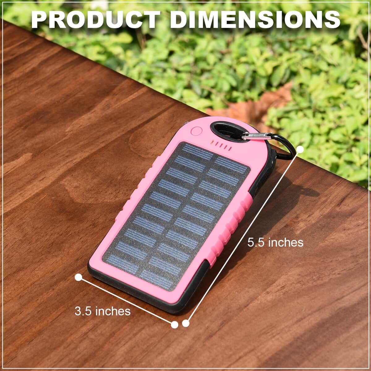 Homesmart Pink Carabiner Solar 5000 mAh Battery Charger with USB & Emergency LED Torch image number 3