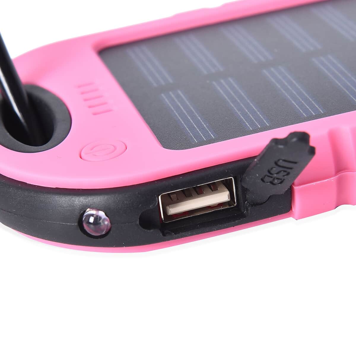 Homesmart Pink Carabiner Solar 5000 mAh Battery Charger with USB & Emergency LED Torch image number 4