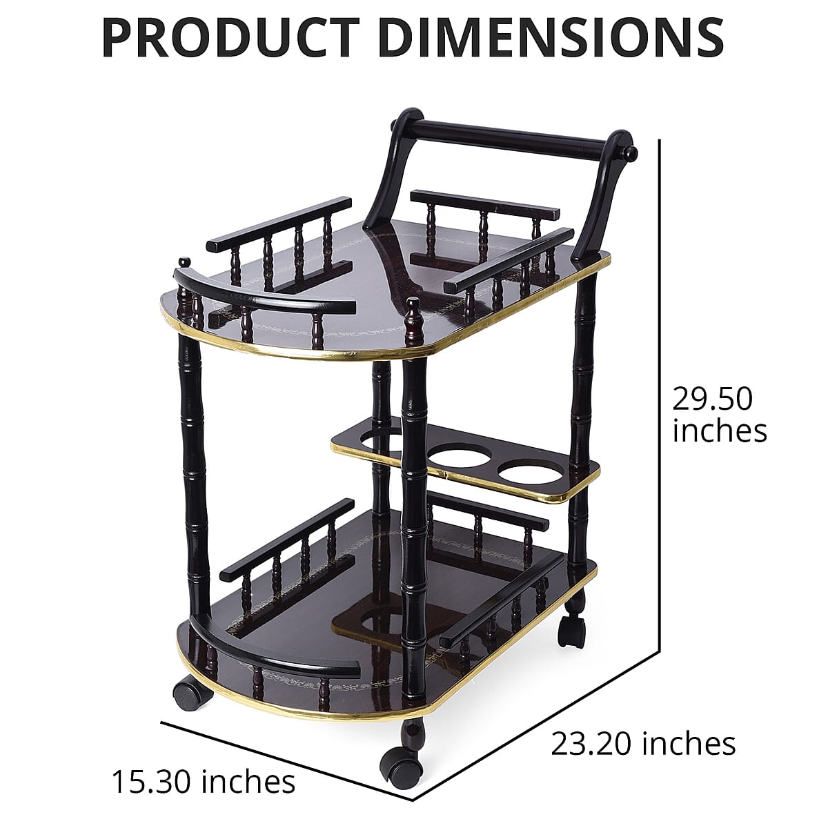 Wooden 2-Tier Kitchen Bar Trolley Car -Tool Not Required image number 4