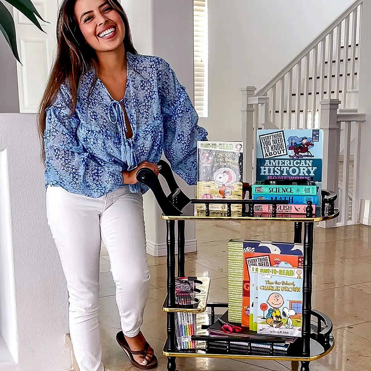 Wooden 2-Tier Kitchen Bar Trolley Car -Tool Not Required image number 6