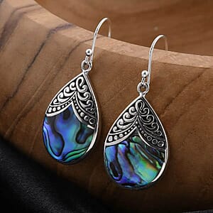 Abalone Shell Drop Earrings For Women Sterling Silver, Beach Fashion Jewelry, Birthday Gift For Her
