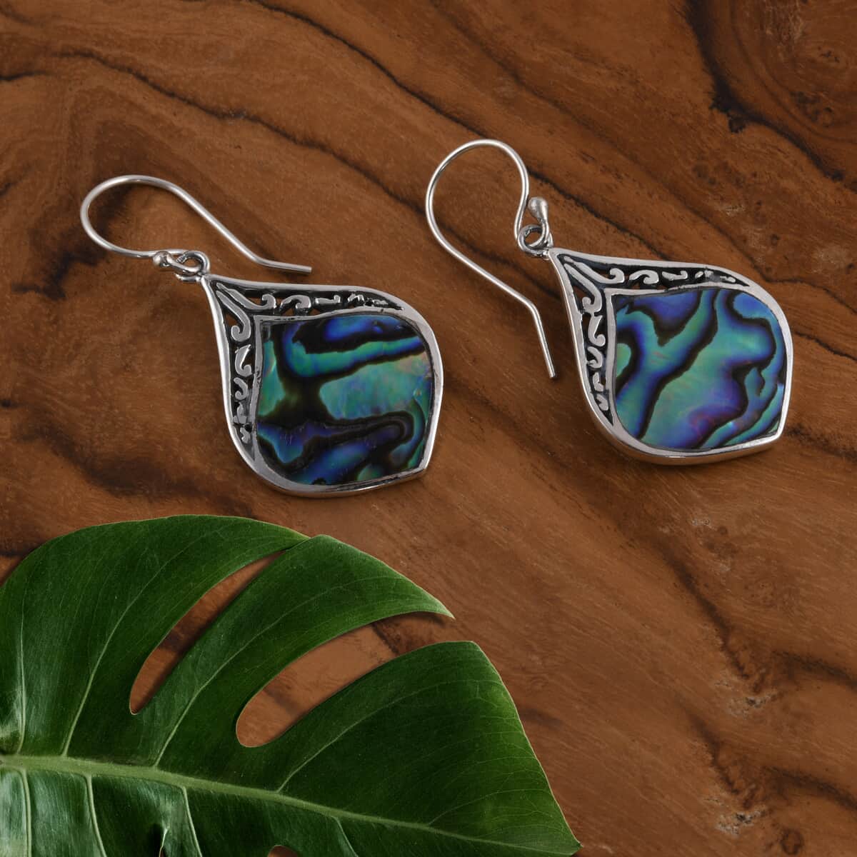 Abalone Shell Drop Earrings in Sterling Silver, Dangle Earrings For Women, Beach Jewelry image number 1