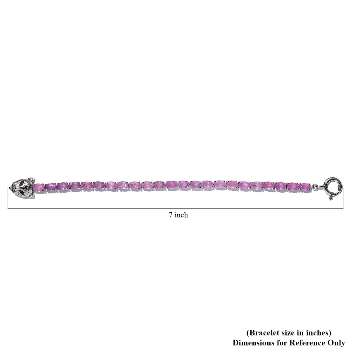 Ilakaka Hot Pink Sapphire (FF) and Thai Black Spinel Leopard Clasp Tennis Bracelet in Platinum Over Sterling Silver (6.50 In) 9.55 Grams 14.35 ctw image number 4