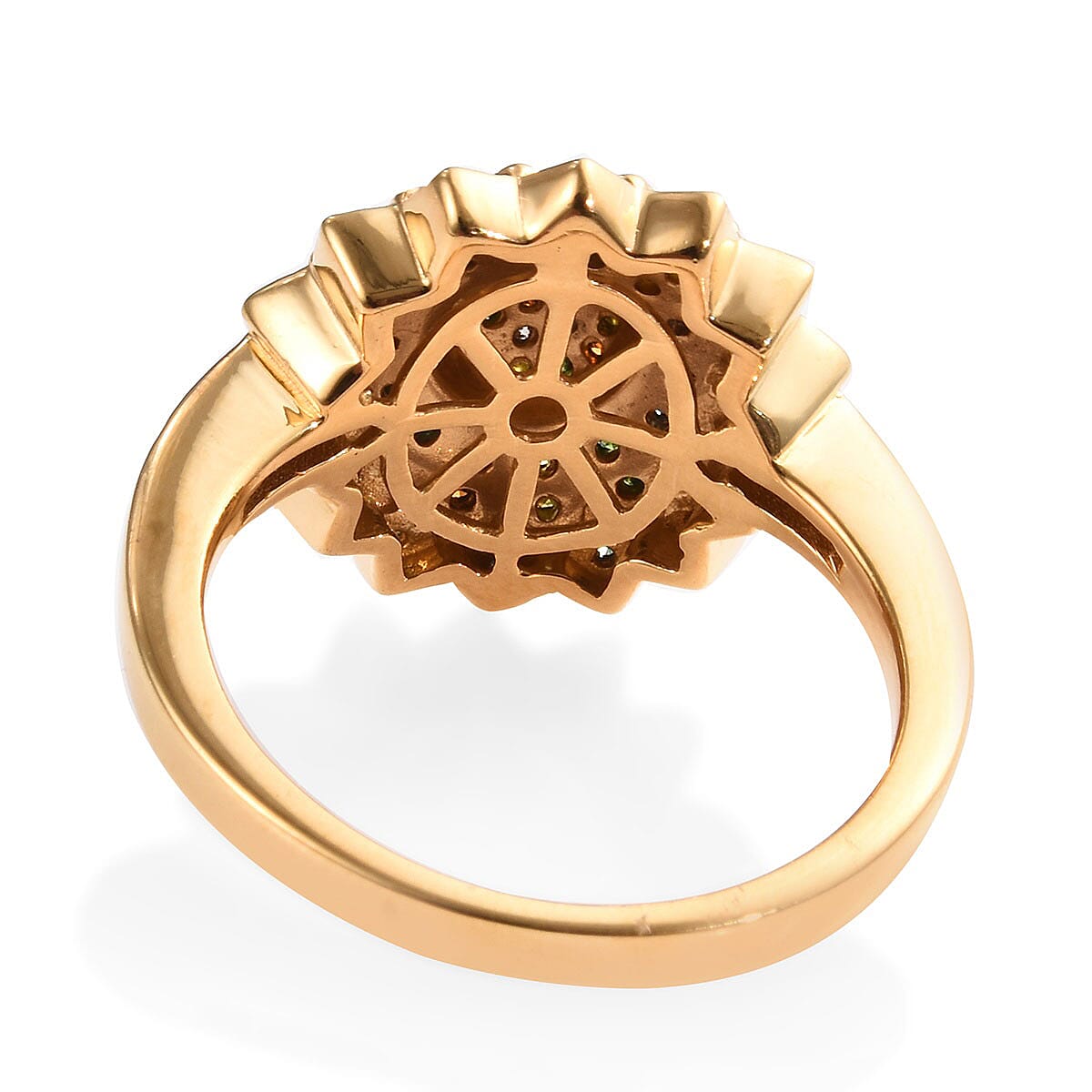 GP Italian Garden Collection Multi Diamond Floral Ring in Rhodium & Vermeil Yellow Gold Over Sterling Silver (Size 7.0) 0.50 ctw