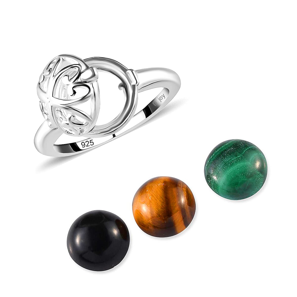 Multi Gemstone Interchangeable Caged Ring in Sterling Silver (Size 8.0) 7.35 ctw image number 2