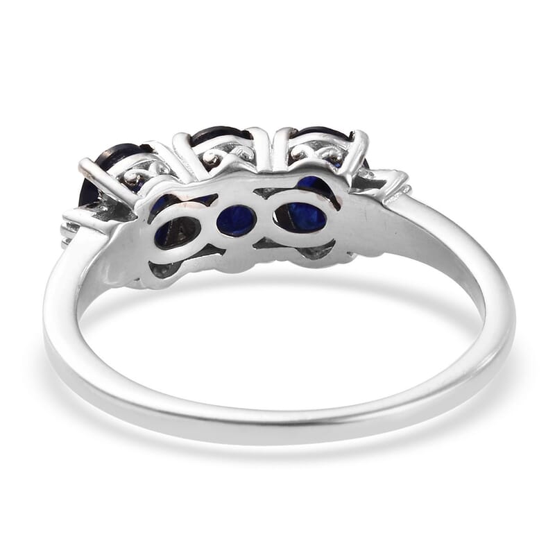 Masoala Sapphire (D) and Diamond 3 Stone Ring in Platinum Over Sterling Silver (Size 10.0) 3.50 ctw