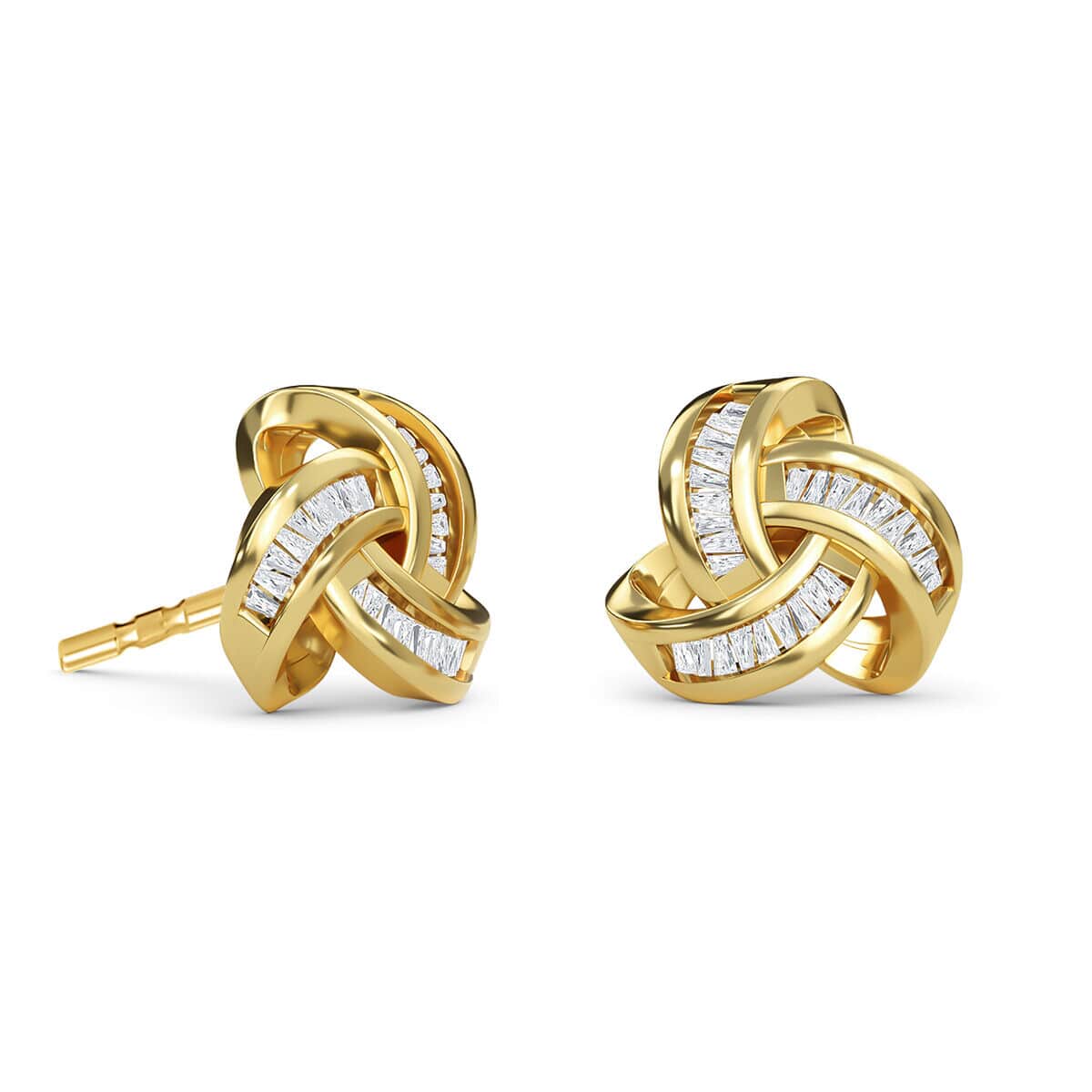 Diamond Knotted Stud Earrings in Vermeil Yellow Gold Over Sterling Silver 0.25 ctw image number 3