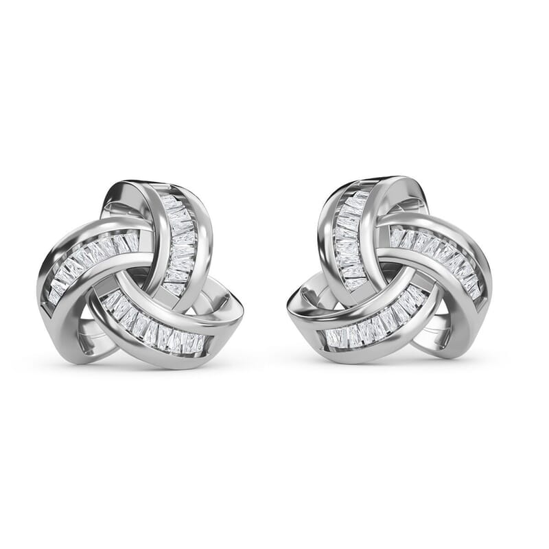 D'Joy Diamond 0.25 ctw Celtic Knot Stud Earrings in Platinum Over Sterling Silver