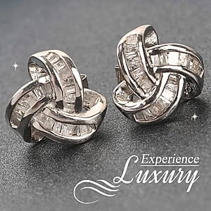 D'Joy Diamond 0.25 ctw Celtic Knot Stud Earrings in Platinum Over Sterling Silver (Del. in 5-7 Days)
