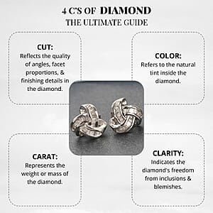 D'Joy Diamond 0.25 ctw Celtic Knot Stud Earrings in Platinum Over Sterling Silver (Del. in 5-7 Days)