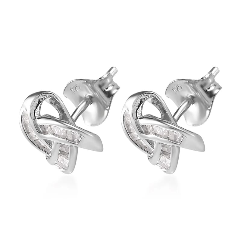 D'Joy Diamond 0.25 ctw Celtic Knot Stud Earrings in Platinum Over Sterling Silver