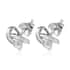 Diamond Earrings in Platinum Over Sterling Silver, Knot Stud, Celtic Knot Earrings, Silver Diamond Studs 0.25 ctw image number 5