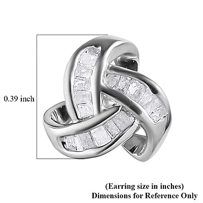 D'Joy Diamond 0.25 ctw Celtic Knot Stud Earrings in Platinum Over Sterling Silver
