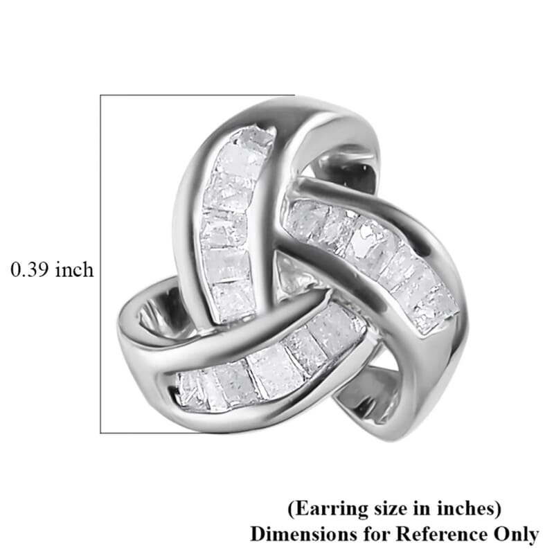 D'Joy Diamond 0.25 ctw Celtic Knot Stud Earrings in Platinum Over Sterling Silver