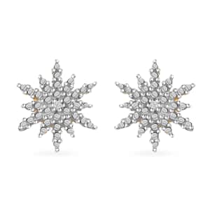 Doorbuster Snowflake Diamond Accent Star Stud Earrings in Platinum & 14K Yellow Gold Over Sterling Silver