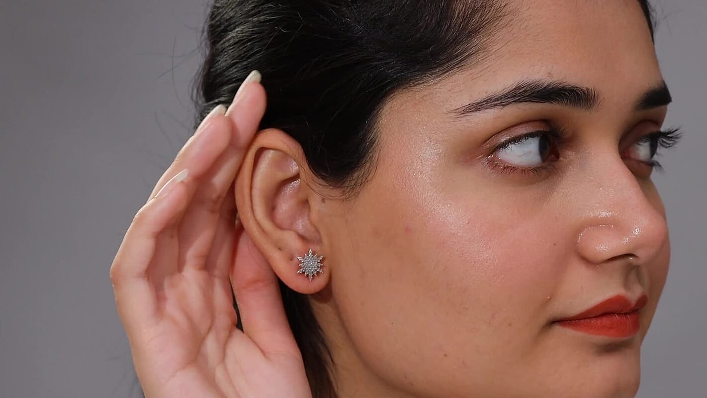 Diamond Accent Star Stud Earrings in Platinum & 14K Yellow Gold Over Sterling Silver
