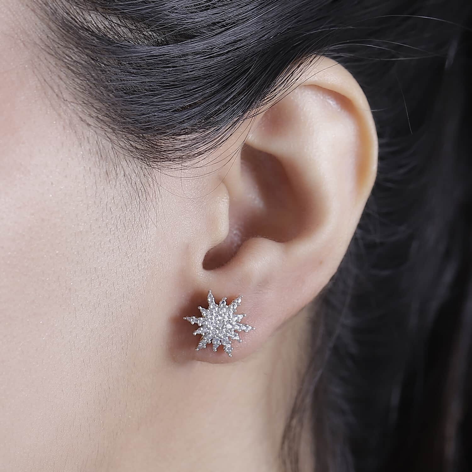 Silver Diamonique buy Snowflake Earrings