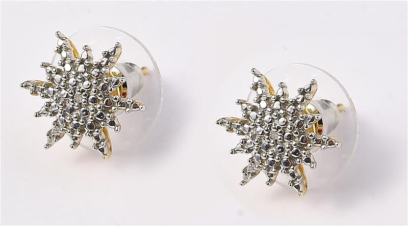 D'Joy Snowflake Diamond Accent Star Stud Earrings in Platinum & 14K Yellow Gold Over Sterling Silver
