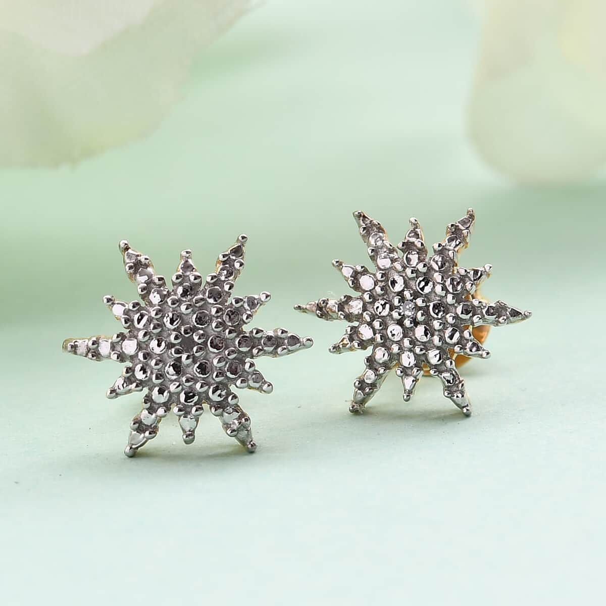 Diamond Accent Star Stud Earrings in Platinum & 14K Yellow Gold Over Sterling Silver image number 3