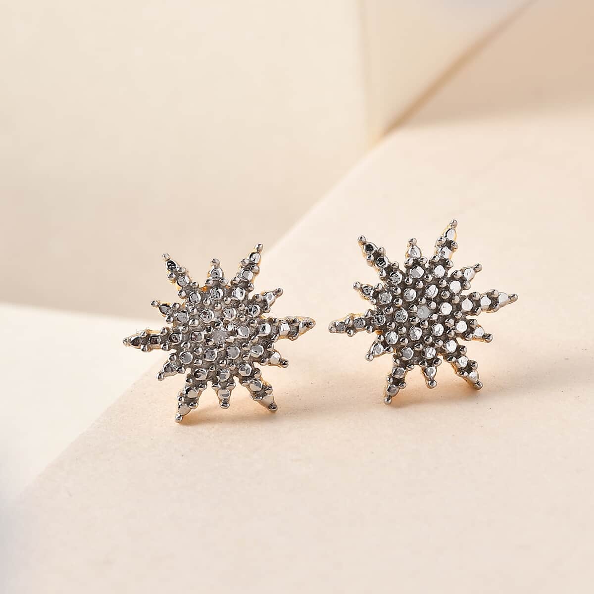 Diamond Accent Star Stud Earrings in Platinum & 14K Yellow Gold Over Sterling Silver image number 4