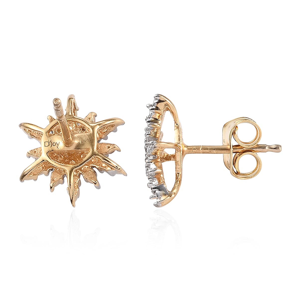 D'Joy Snowflake Diamond Accent Star Stud Earrings in Platinum & 14K Yellow Gold Over Sterling Silver