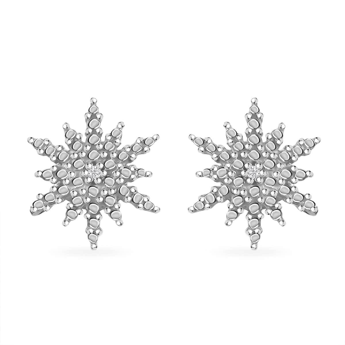 Doorbuster Snowflake Diamond Accent Star Stud Earrings in Platinum Over Sterling Silver image number 0