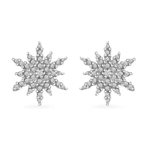 Doorbuster Snowflake Diamond Accent Star Stud Earrings in Platinum Over Sterling Silver