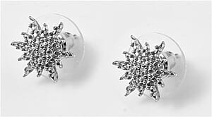 D'Joy Snowflake Diamond Accent Star Stud Earrings in Platinum Over Sterling Silver