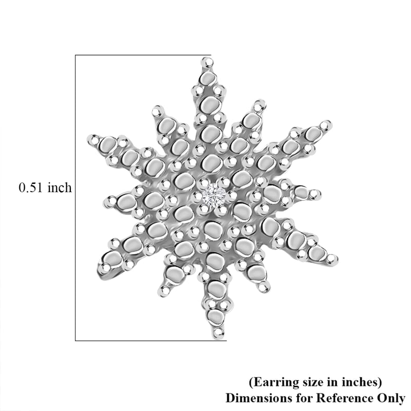 D'Joy Snowflake Diamond Accent Star Stud Earrings in Platinum Over Sterling Silver