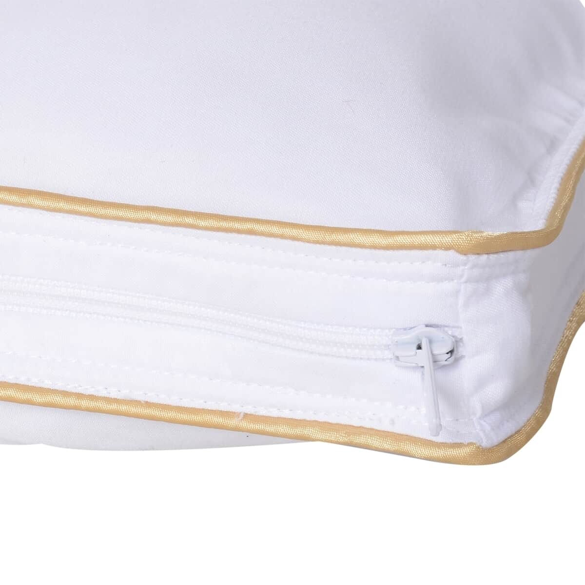 Homesmart Set of 2 White Down Alternative Pillow Protectors with Golden Piping (Full, Microfiber) image number 5