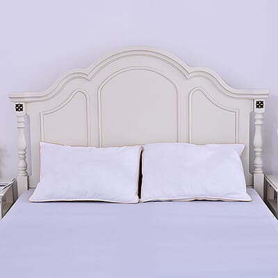 Homesmart Set of 2 White Down Alternative Microfiber Pillow Protectors with Golden Piping - Queen , Pillow Cover , Cushion Cover , Pillow Shams , Pillow Case Covers