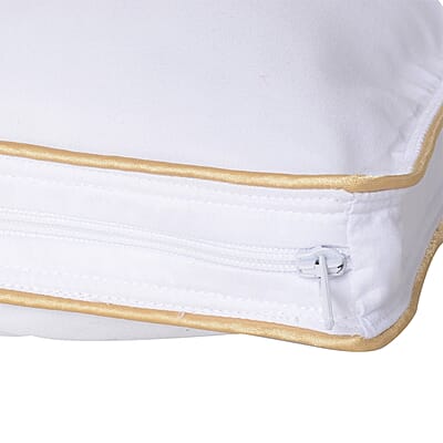 Homesmart Set of 2 White Down Alternative Microfiber Pillow Protectors with Golden Piping - Queen , Pillow Cover , Cushion Cover , Pillow Shams , Pillow Case Covers