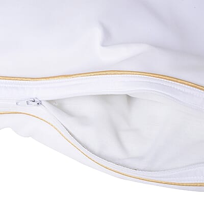 Homesmart Set of 2 White Down Alternative Microfiber Pillow Protectors with Golden Piping - Queen , Pillow Cover , Cushion Cover , Pillow Shams , Pillow Case Covers