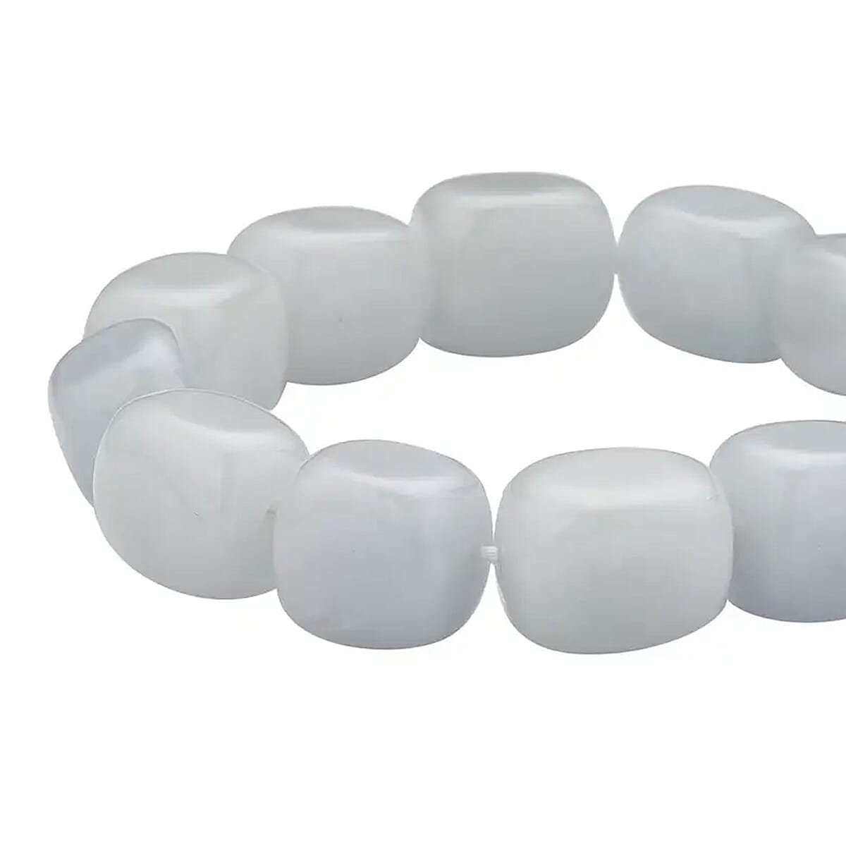 White Jade 481.00 ctw Bracelet, Jade Beads Bracelet, Stretch Bracelet image number 4