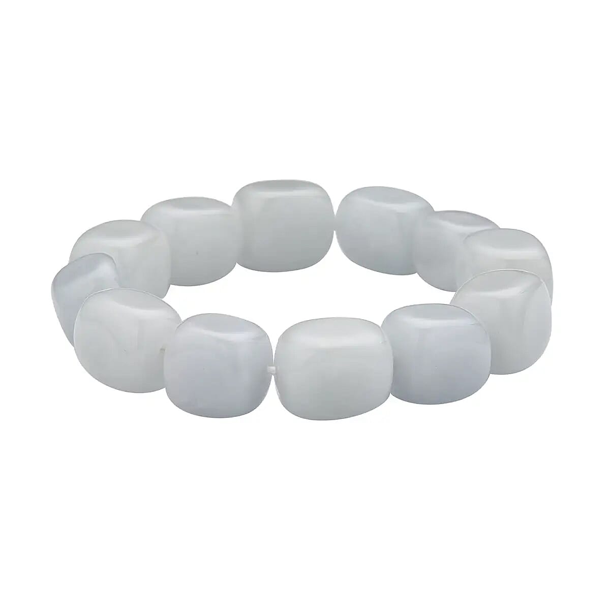White Jade 481.00 ctw Bracelet, Jade Beads Bracelet, Stretch Bracelet image number 5