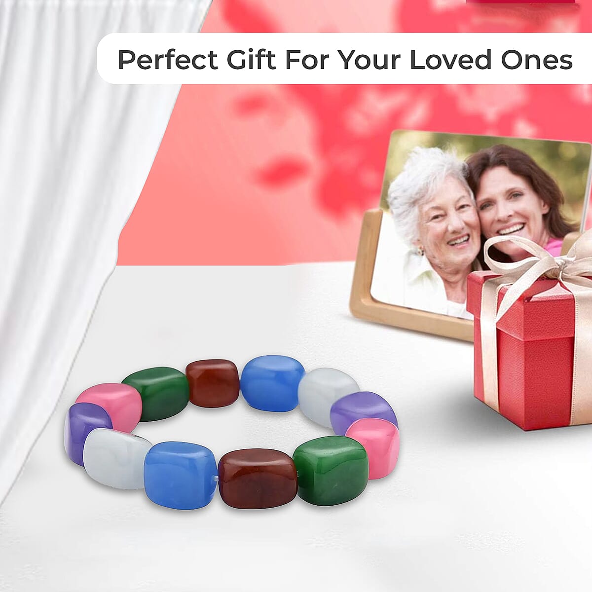 Multi Color Jade Bracelet, Jade Beads Bracelet, Stretch Bracelet 489.00 ctw image number 3