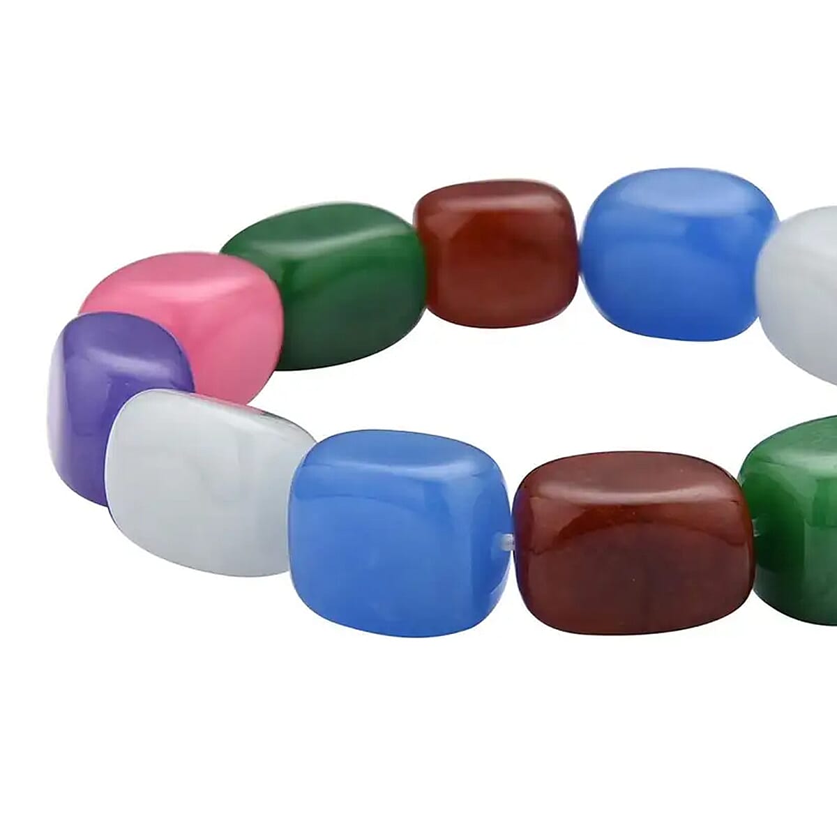 Multi Color Jade Bracelet, Jade Beads Bracelet, Stretch Bracelet 489.00 ctw image number 4