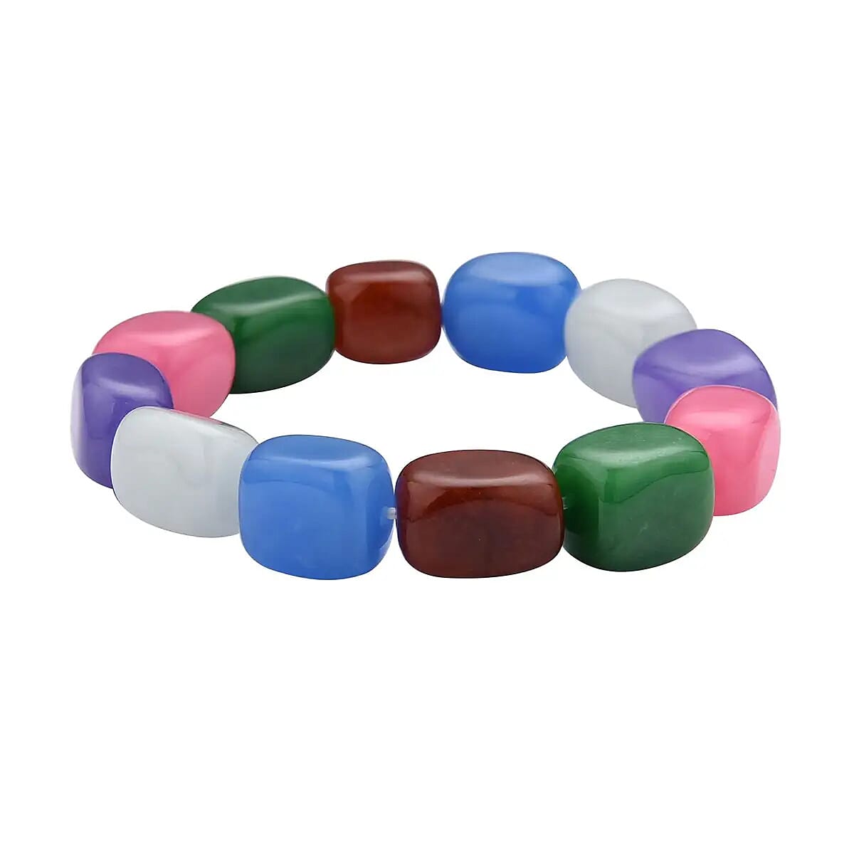 Multi Color Jade Bracelet, Jade Beads Bracelet, Stretch Bracelet 489.00 ctw image number 5
