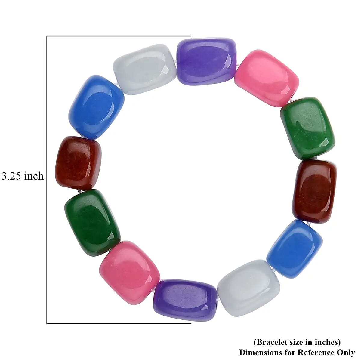Multi Color Jade Bracelet, Jade Beads Bracelet, Stretch Bracelet 489.00 ctw image number 6