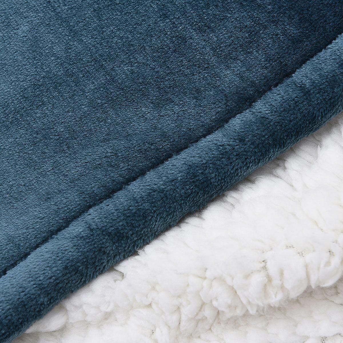 Homesmart Solid Teal Sherpa Fleece Electric Blanket with Timer and Detachable Plug (Microfiber) image number 3