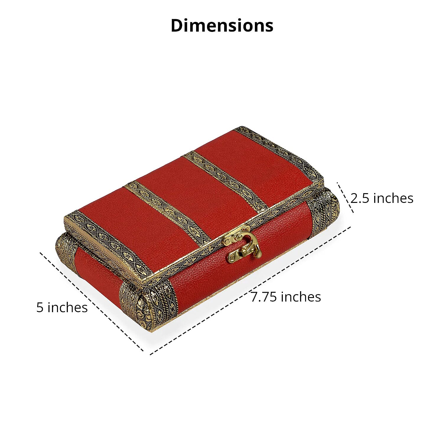 Red Faux Leather Oxidized Jewelry Box with Scratch Protection Interior , Jewelry Storage Box for Women , Travel Jewelry Case , Jewelry Organizer