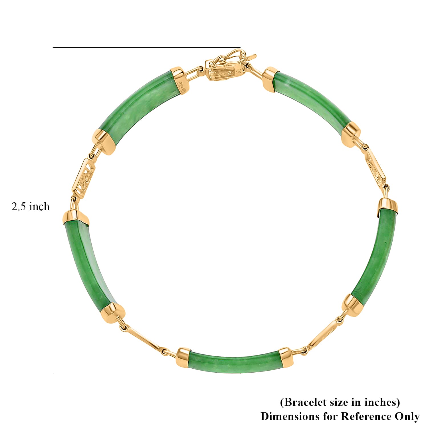 Green Jade (D) Bracelet in 14K YG Over Sterling Silver, Silver Station Bracelet, Silver Bracelet for Women (6.50 In) 42.50 ctw