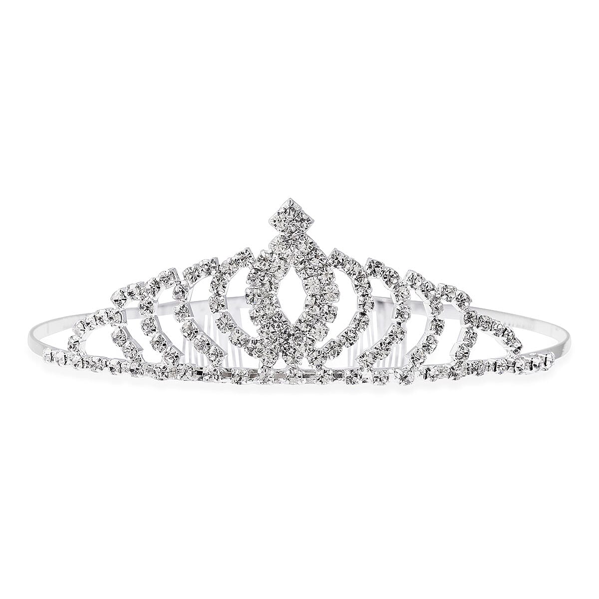 Austrian Crystal Earrings and Marquise Pattern Tiara and Fancy Necklace 18-22 Inches in Silvertone