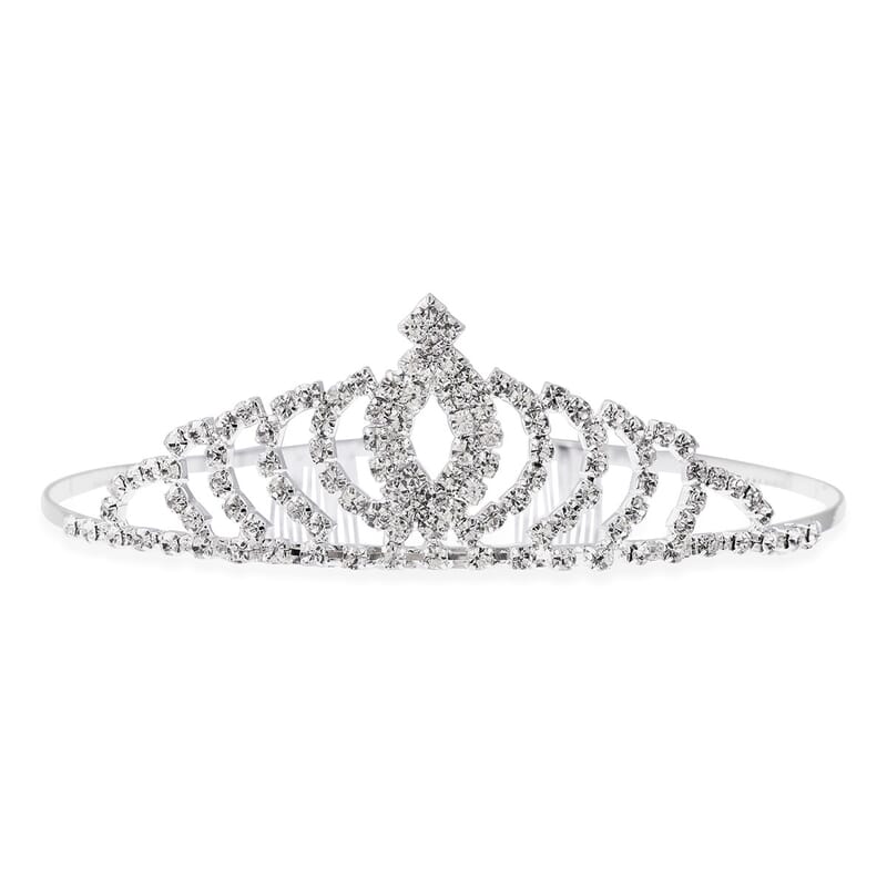 Austrian Crystal Earrings and Marquise Pattern Tiara and Fancy Necklace 18-22 Inches in Silvertone
