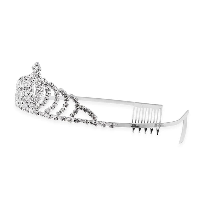 Austrian Crystal Earrings and Marquise Pattern Tiara and Fancy Necklace 18-22 Inches in Silvertone