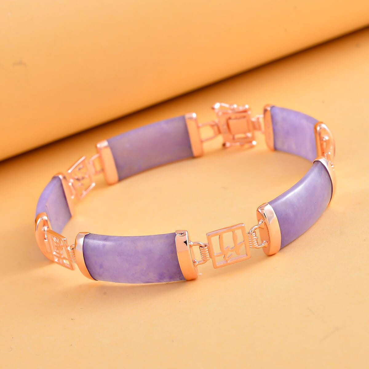 Purple Jade (D) Bracelet in 14K RG Over Sterling Silver, Silver Station Bracelet, Silver Bracelet for Women (6.50 In) 42.50 ctw image number 1